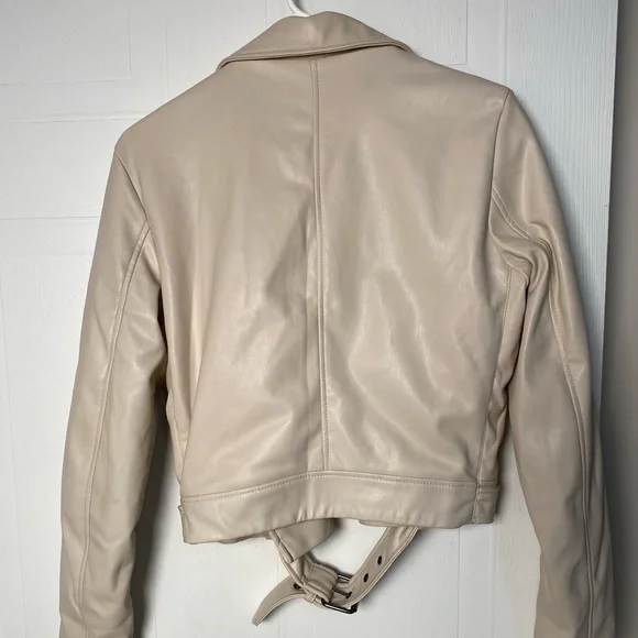 Primark Beige creme Faux Leather Jacket size 6 - Picture 5 of 6